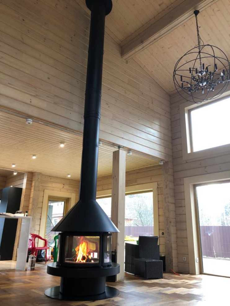 Центральный дровяной камин в п. Осельки