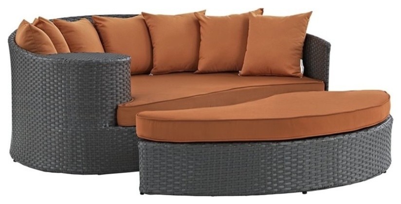 Hawthorne Collection Patio Daybed In Canvas Tuscan Tropical Outdoor Lounge Sets By Homesquare