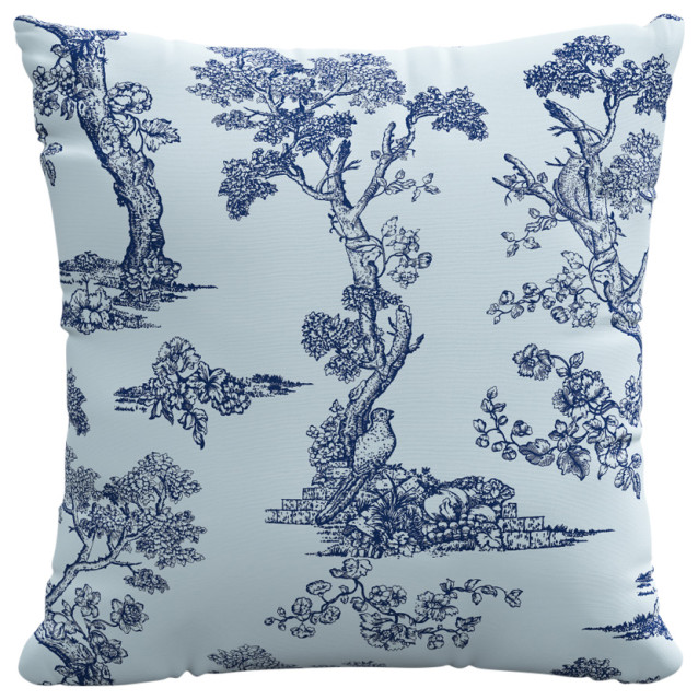 Red from Scalamandre 20" Decorative Pillow, Toile Blue