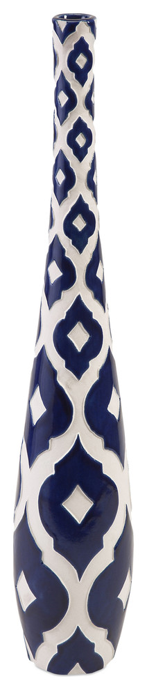 Maine Blue and White Skinny Vase