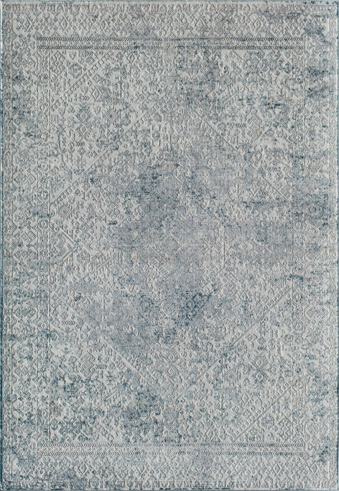 Astor Lazuline Transitional Abstract Area Rug, 5'3"x7'0", 2'6"x8
