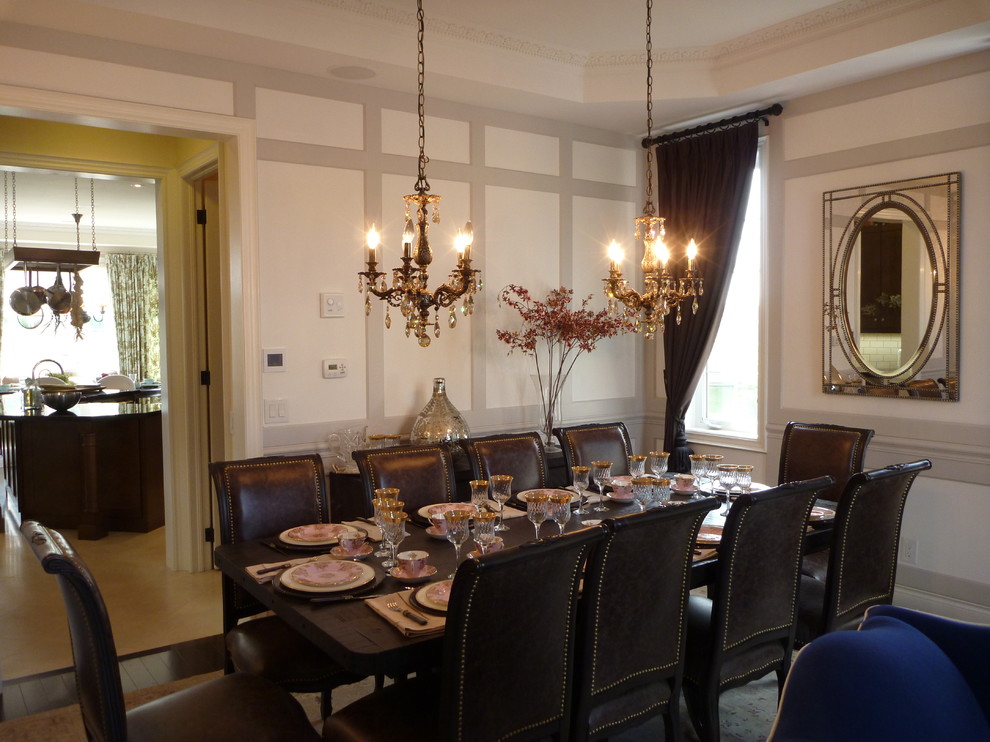 Traditional separate dining room in Toronto with white walls.