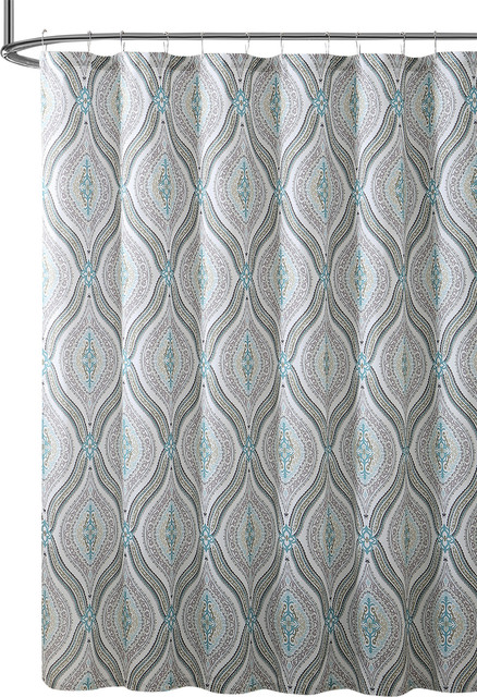 blue and grey shower curtain