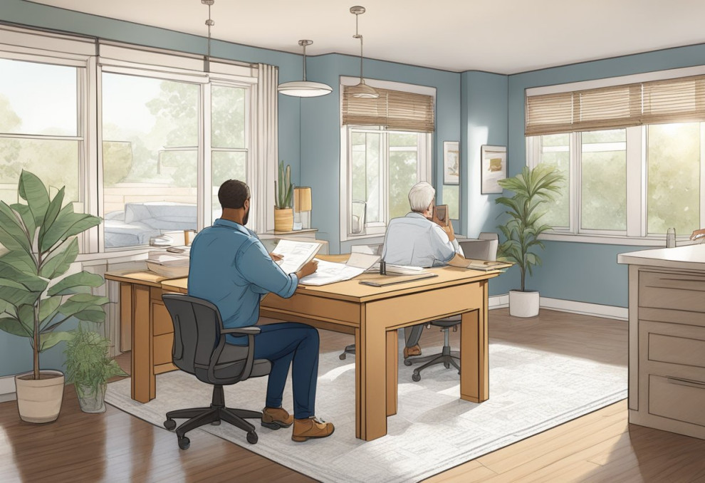 Two person sitting beside the table