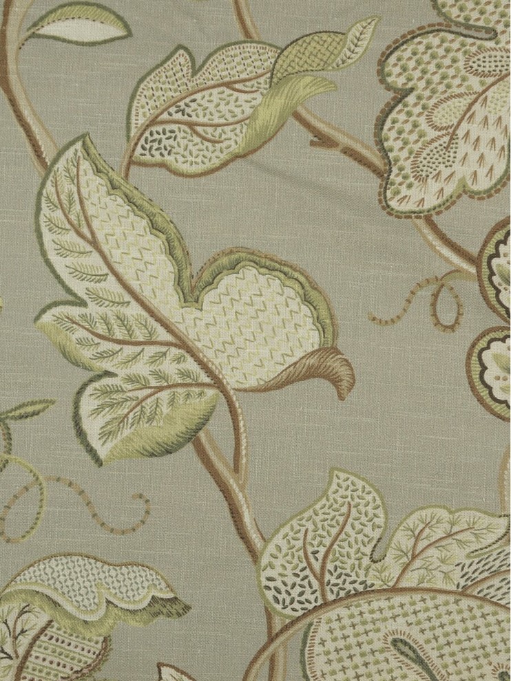 Phoebe Printed Large-scale Botanicals Linen Custom Made Curtains