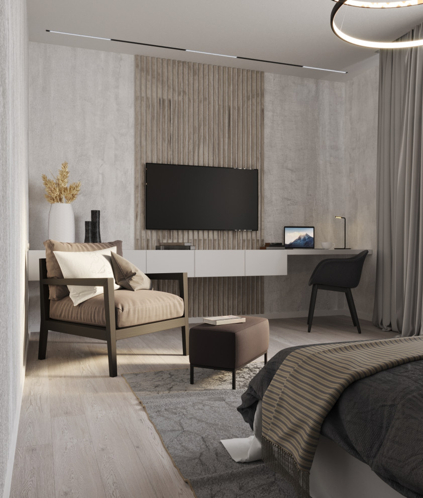 Спальня в стиле функциализм с современными элементами