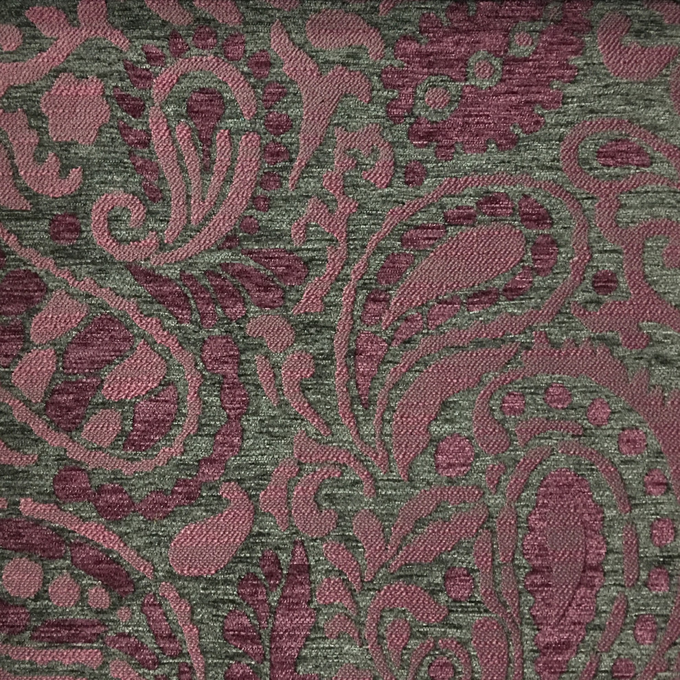 Sydney Paisley Textured Chenille Upholstery Fabric Mediterranean