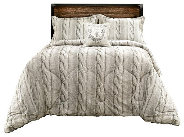 Triangle Home Fashions Printed Cable Knit Reviews Houzz Printed Cable Knit Gray Full Queen Scandinavian Duvet Covers And