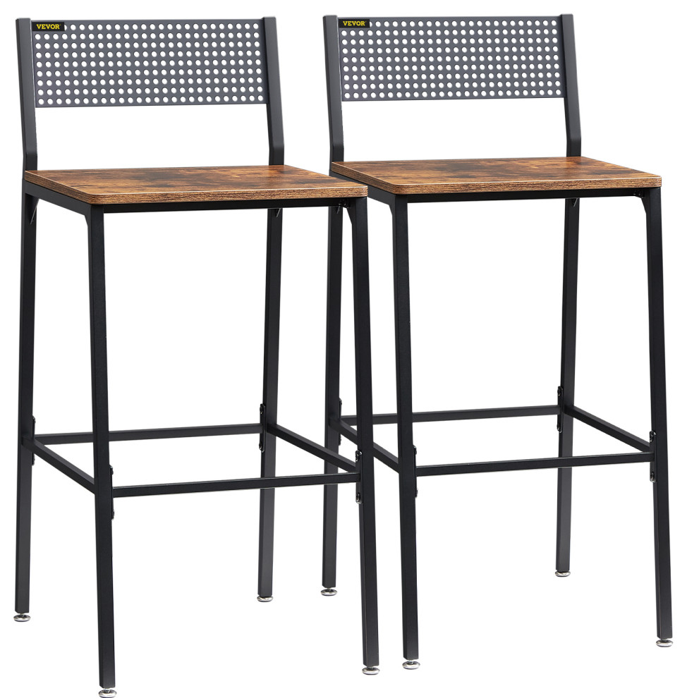 VEVOR Rustic Bar Stools Counter Height Square Bar Chairs with Backrest