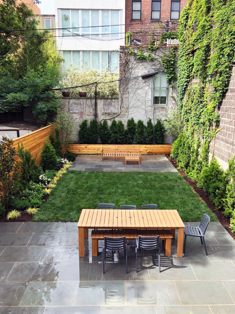 Brooklyn Backyard with Bluestone Patio and Cedar Fencing contemporary-garden