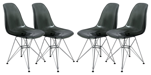 LeisureMod Cresco Modern Eiffel Base Dining Side Chair in Black Set of 4
