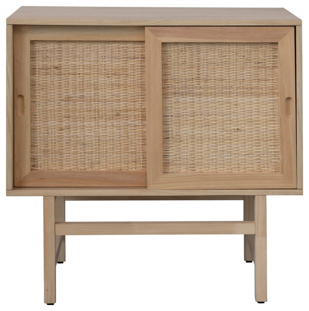 Woven Rattan/Pine Wood With Sliding Door Tropical Bathroom