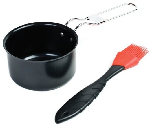 Charcoal Companion CC5049 Non-Stick Sauce Pot and Basting Brush Set