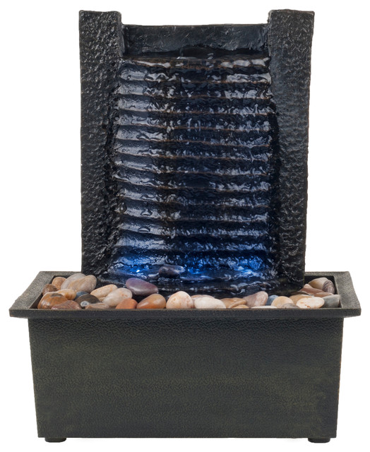 Pure Garden Led Waterfall Tabletop Fountain With Led Lights