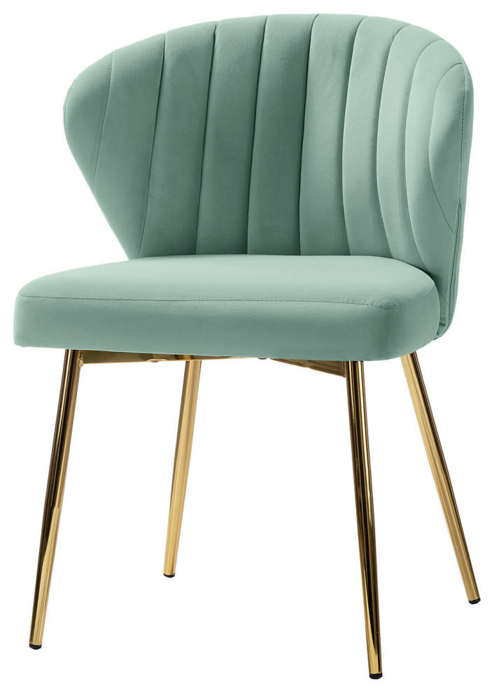 Luna Contemporary Side Chair With Tufted Back, Sage