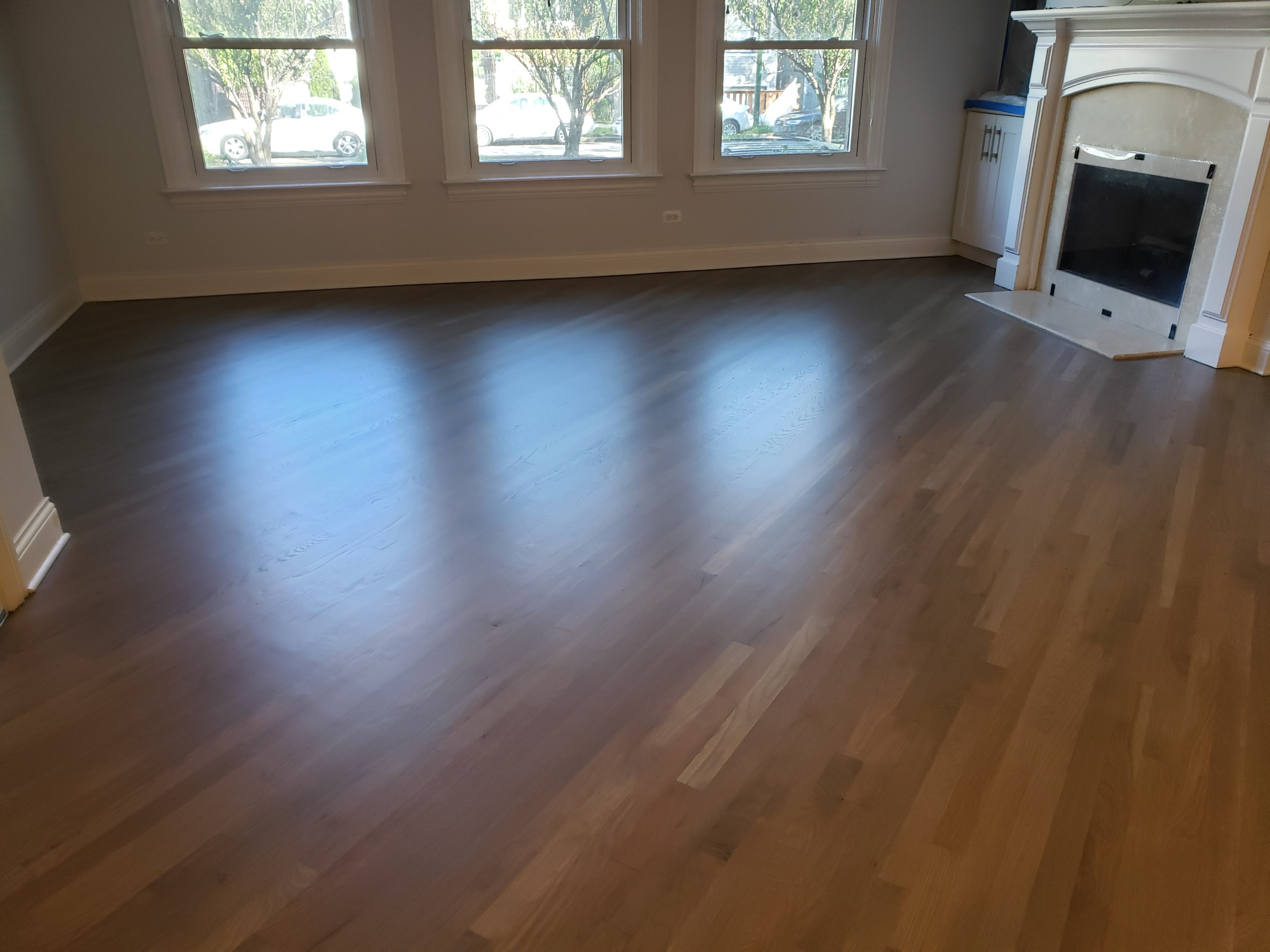 Chicago,  Warm Gray on white oak , Bona Traffic HD finish