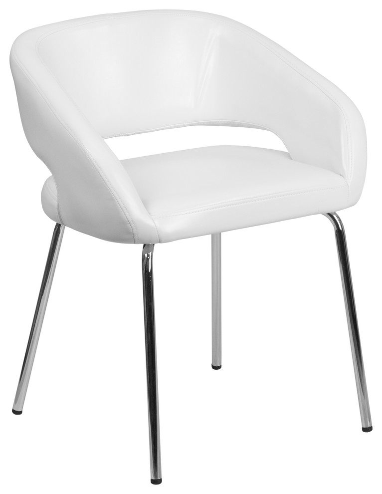 MFO Mosh Collection Contemporary White Leather Side-Reception-Lounge Chair