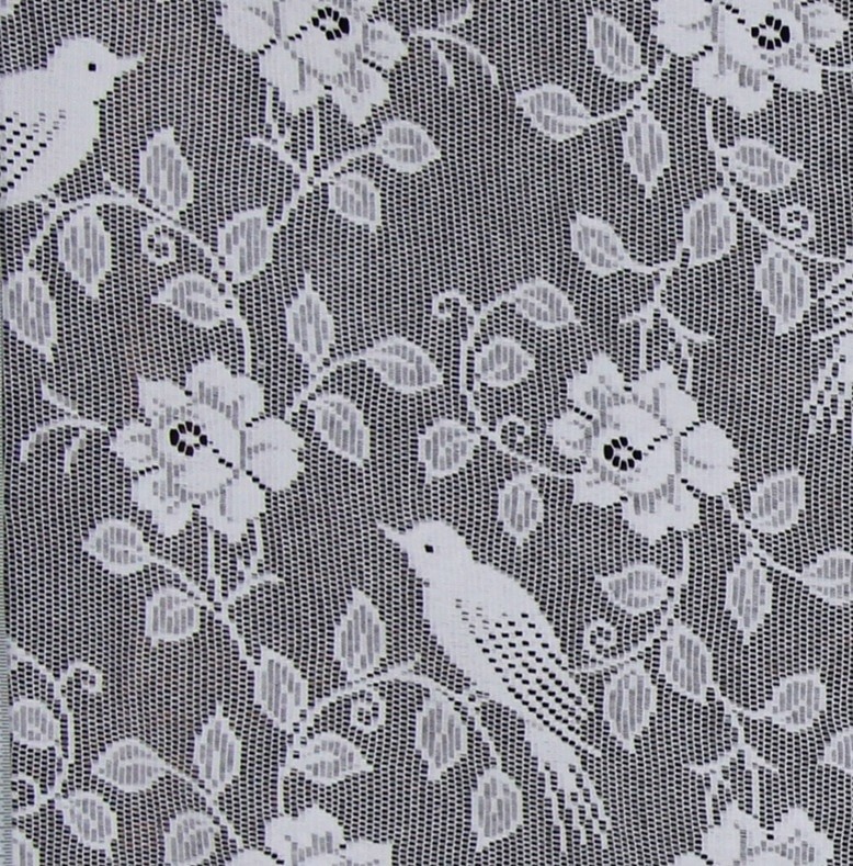 Bird Roses Nottingham Lace Curtain, Bird Design Lace Curtains