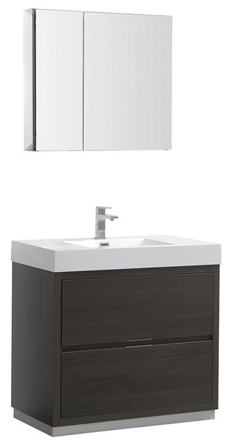 Valencia 36 Gray Oak Free Standing Modern Bathroom Vanity With