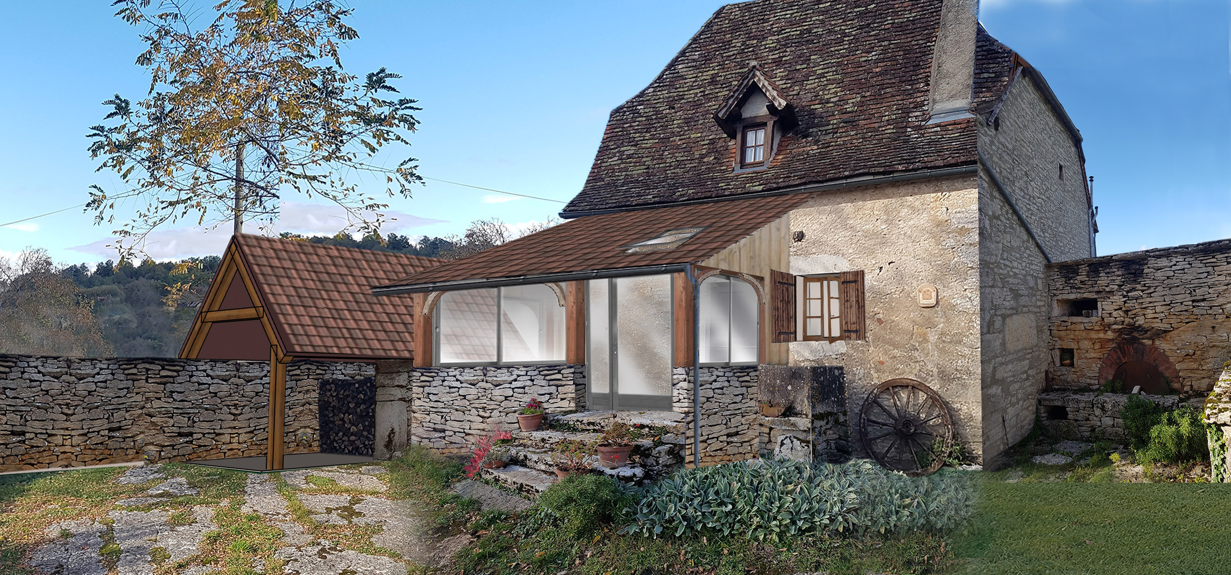 Conception // Création d’un bolet vitré sur une maison paysanne