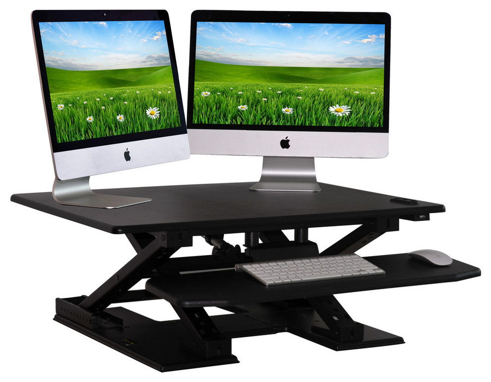 BOON Living Electric Sit-Stand Desk Top Workstation , Black, 32" X 25" +28"