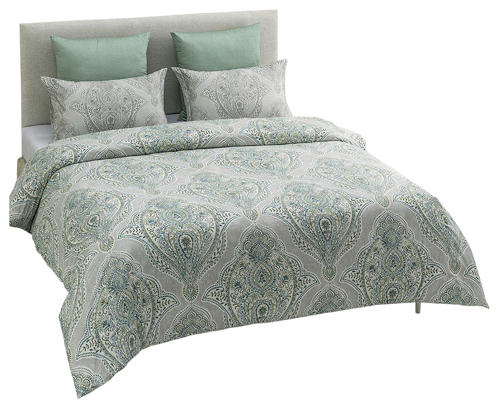 Genia Reversible Organic Cotton Wrinkle Resistant Duvet 4 Piece