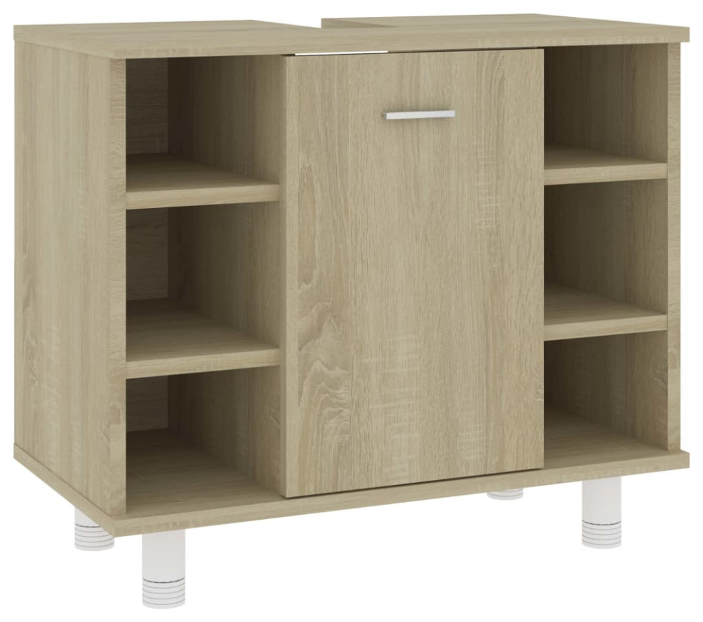 vidaXL Bathroom Black Engineered Wood Storage Rack Washroom