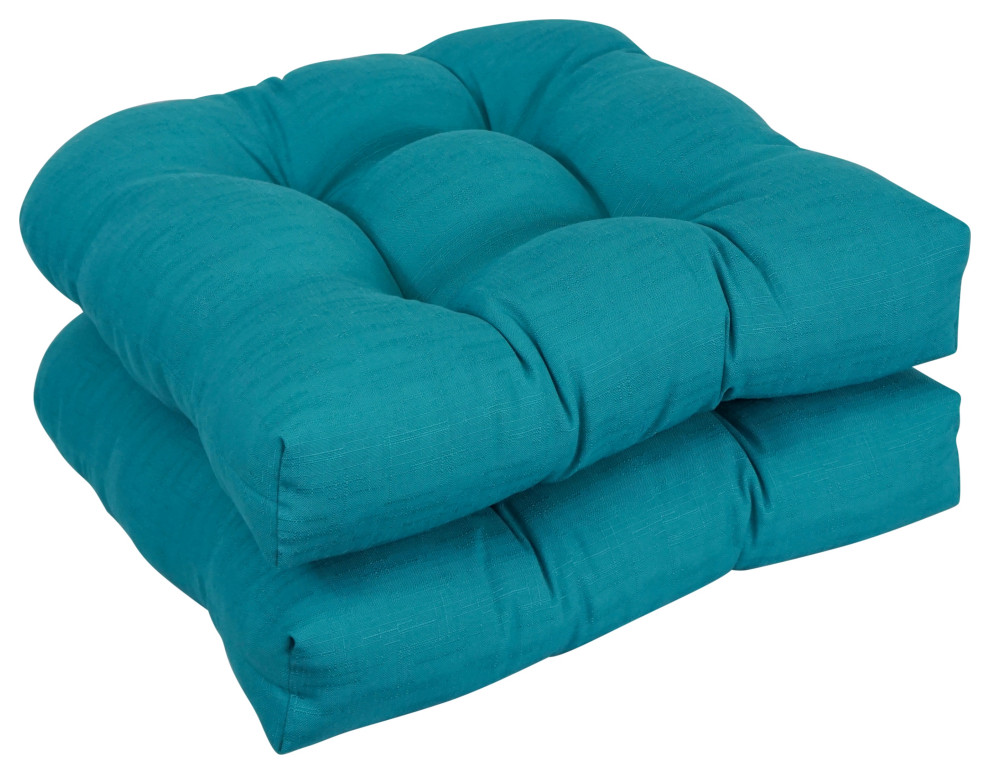 19" UShaped Dining Chair Cushions, Set of 2, Davinci Lagoon Contemporary Outdoor Cushions