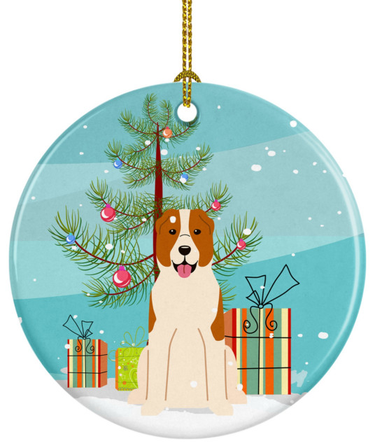 Merry Christmas Tree Central Asian Shepherd Dog Ceramic Ornament