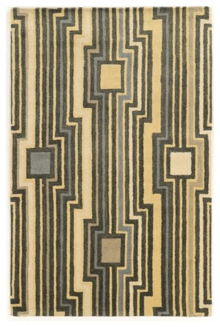 Linon Aspire Board Hand Tufted Wool 5'x8' Rug in Gray