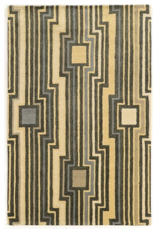 Linon Aspire Board Hand Tufted Wool 5'x8' Rug in Gray