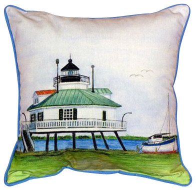 Betsy Drake Hooper Straight Lighthouse Pillow- Indoor/Outdoor