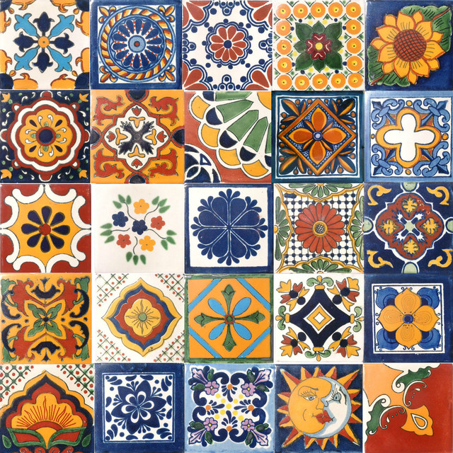 Assorted Mexican Ceramic Handmade Tiles, Ceramic Tile Patterns For Walls