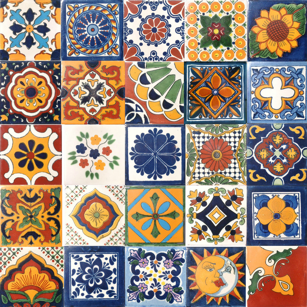GET MANY AS YOU NEED !! Mexican Tile sample Ceramic Handmade 4x4 inch #C057 