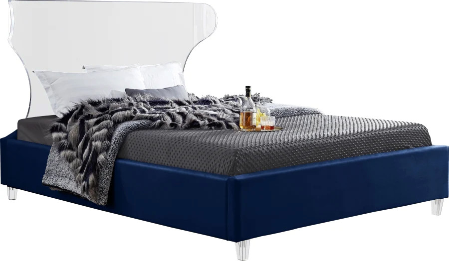 Raelyn Velvet Full Bed Blue Contemporary Platform Beds by Cristiano Domani Houzz