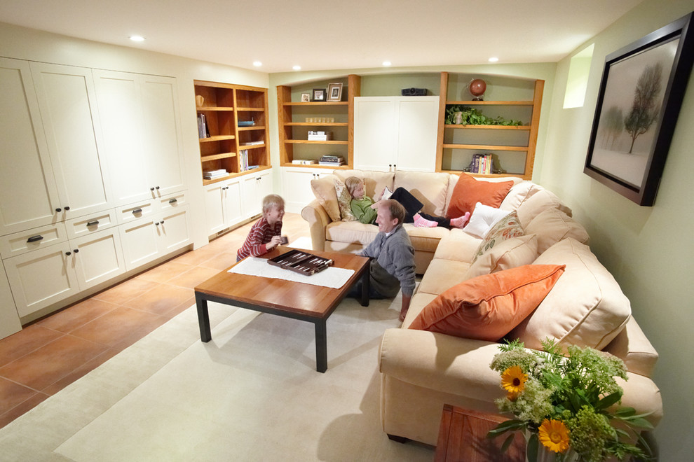 Cozy Home Theater, Basement Family Room - Craftsman - Basement ...