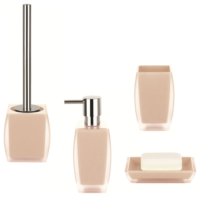 4Piece Bathroom Accessories Set Spirella Freddo Beige Contemporary Bathroom Accessory Sets