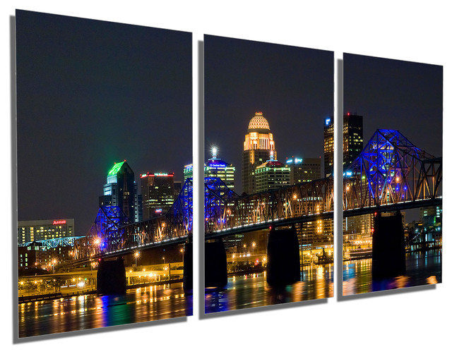 Louisville, Kentucky Skyline, Metal Print, 3 Panel Split, Triptych Wall