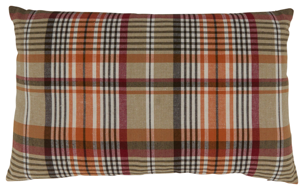 Multi-Color Pillow Cover With Plaid Design, 12"x20", Multi