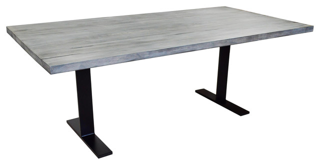 White Oak Plank Dining Table And Black, Light Wood Dining Table With Metal Legs