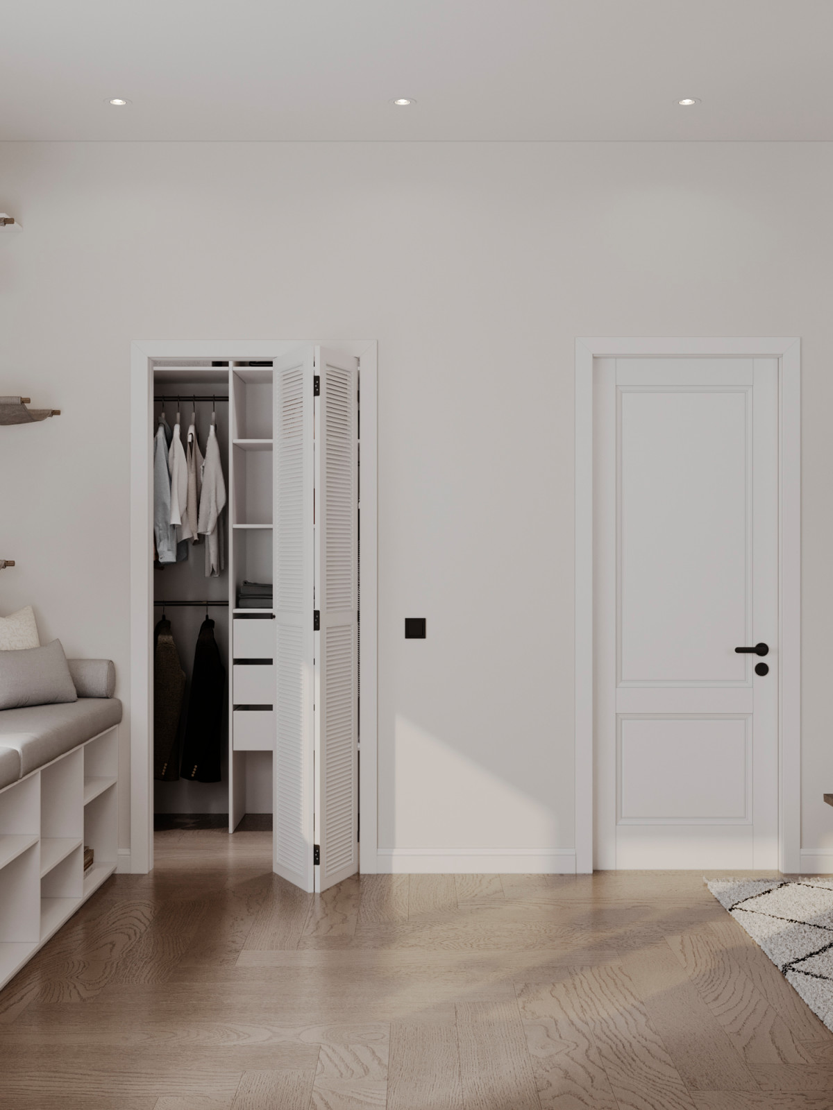 Светлый интерьер с цветовыми акцентами в ЖК Level Стрешнево