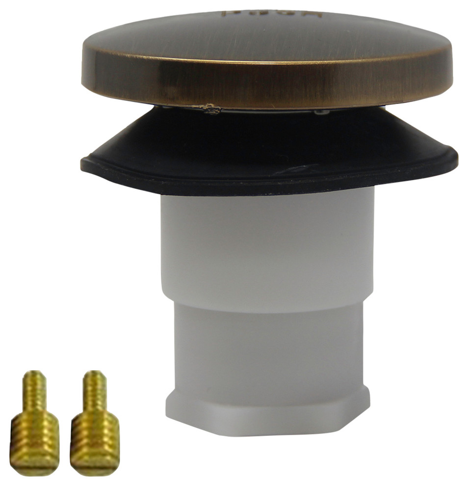 Toe Touch Bathtub Drain Stopper With 3/8" & 5/16" Fittings, Antique Brass
