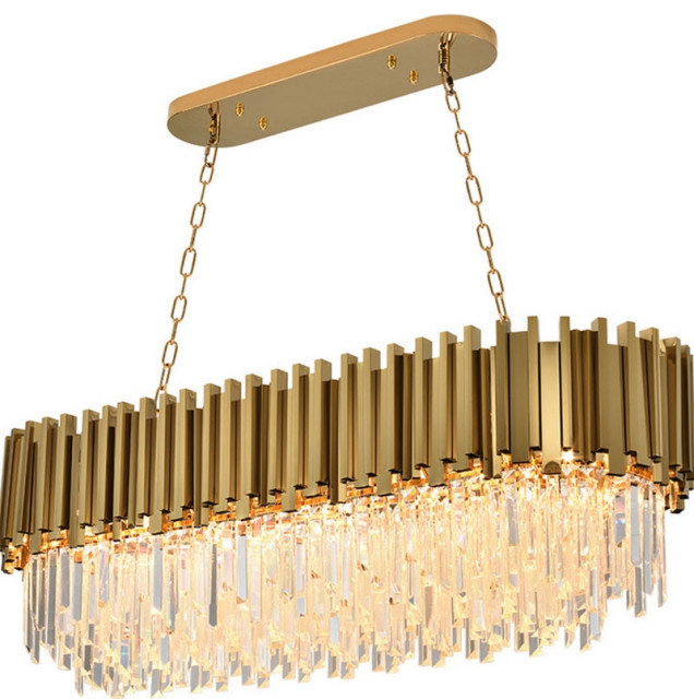 Modern Led Gold Plated Kitchen Island Crystal Chandelier By Morsale Contemporary Kitchen Island Lighting By Luxhomedecor