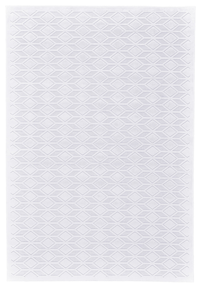 Weave & Wander Qazi Textured Lustrous Geometric Rug, White, 7'6"x10'6