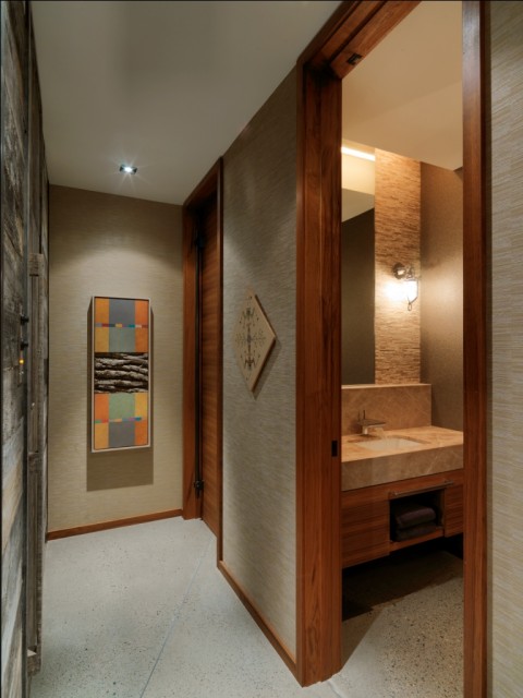 Quaker Bluff Residence rustic-hallway-and-landing