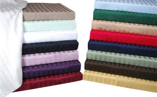 Egyptian Cotton 300 Thread Count Stripe Pillowcase Sets Standard Hunter Green