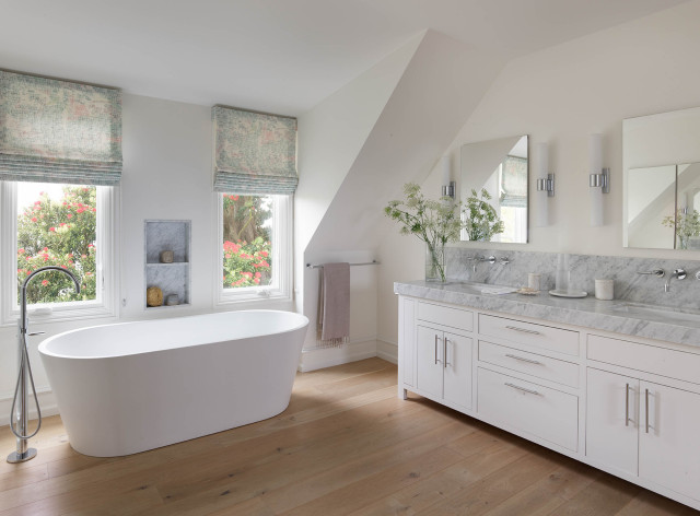 Color Blocking transitional-bathroom