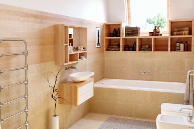 Badezimmer Mobel Ton In Ton Mit Holz Und Naturstein Modern Badezimmer Berlin Von Holzconnection