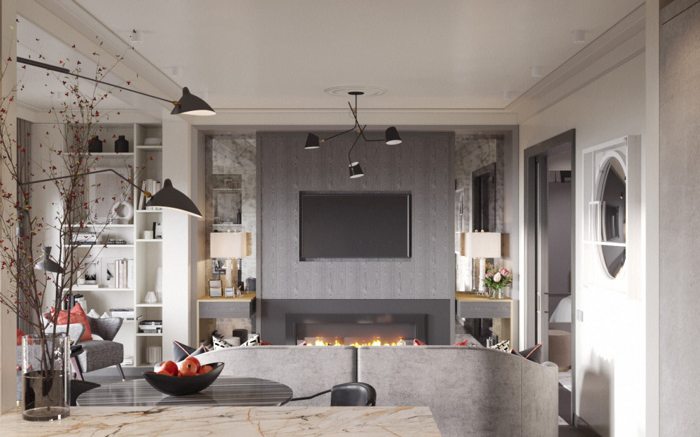 Монохромный интерьер с яркими акцентами