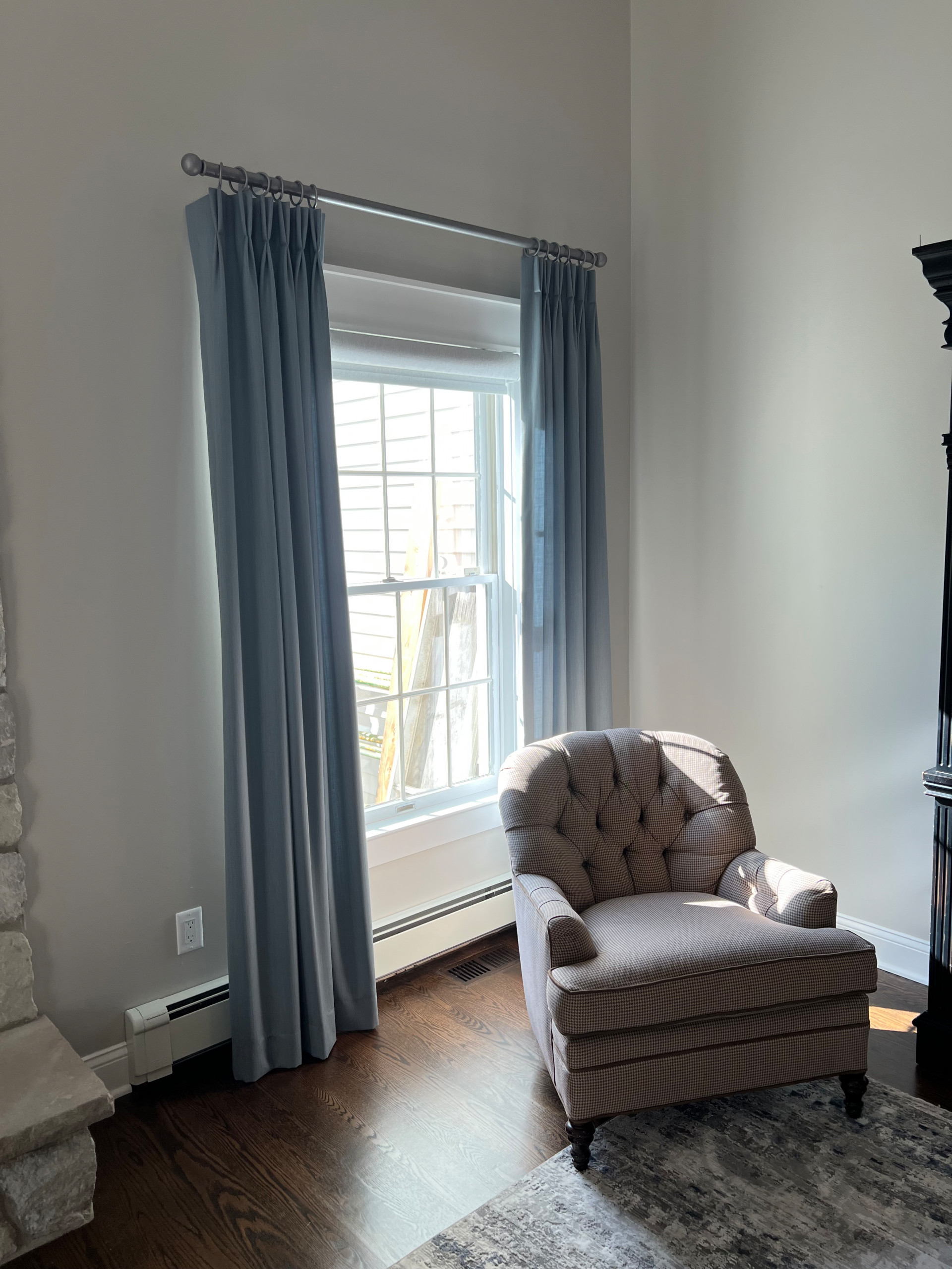 Wool Drapery Panels in Family Room